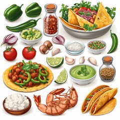A Painting of a Variety of Mexican Food Items