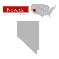 United States of America, Nevada state, map borders of the USA Nevada state.