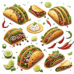 Assorted Tacos With Various Toppings