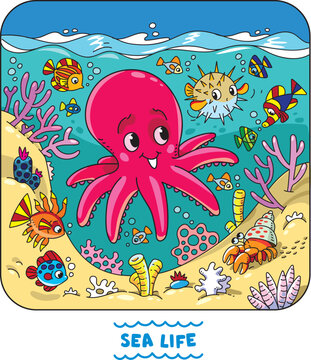 Sea theme Octopus in the ocean vector illustration