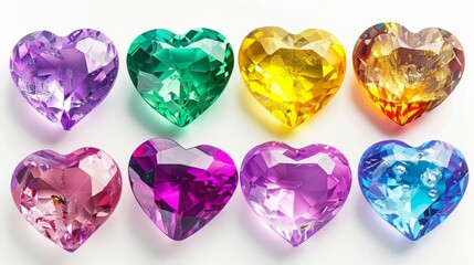 Artistic 3D vector illustration of heart made of colorful shining crystal glass