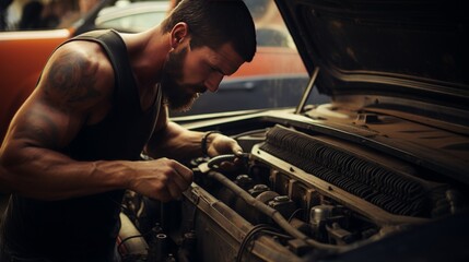 Experienced mechanic working on a car in a professional workshop for superior search relevance
