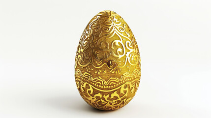3d rendering of golden easter egg isolated on white background