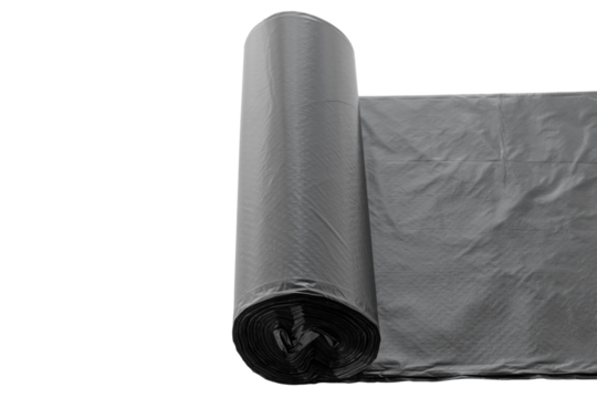Garbage bag roll. Trash package, new rolled plastic bin bags, cut out