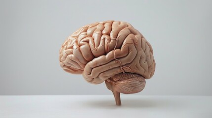 A detailed illustration of the human brain showcased against a pristine white backdrop