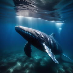 Whale in the ocean. undersea world