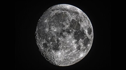A detailed moon background, highlighting the Moon as Earth's only permanent natural satellite in the night sky - obrazy, fototapety, plakaty