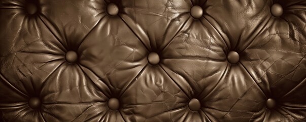 Sepia-toned luxurious buttoned brown leather image, oozing opulence. - obrazy, fototapety, plakaty