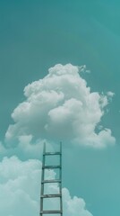 Step ladder to clouds, minimalist future growth concept.