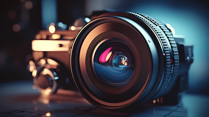 Fototapeta na wymiar Close-up of camera lens capturing details