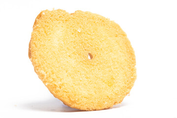 Danish butter cookies the vanilla ring cookie back view isolated on white background clipping path