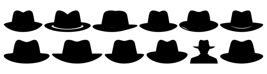 Hat cap silhouette set vector design big pack of illustration and icon