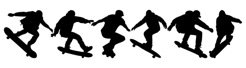 Skateboard silhouette set vector design big pack of illustration and icon