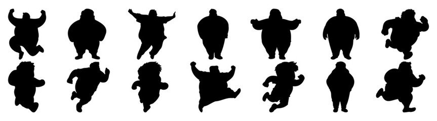 Fat people silhouette set vector design big pack of illustration and icon