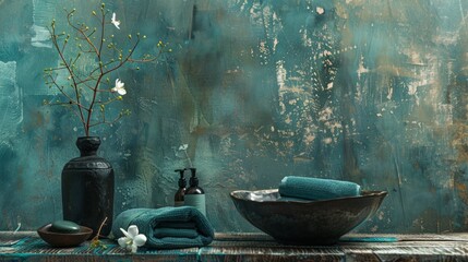 A serene spa still life composition, evoking relaxation and tranquility