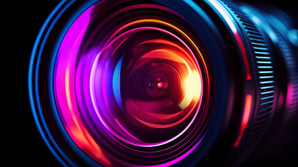 Close-up of camera lens capturing details