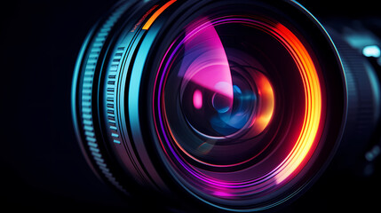 Close-up of camera lens capturing details