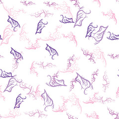 Seamless pattern with starfish, corals, pearls and seashells. Vector background with marine theme.