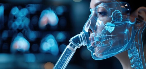 Patient Utilizing Nebulizer for Medication Delivery While Scientists Pioneer Bionic Implants to Augment Respiratory Function