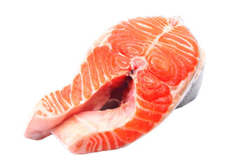 Raw salmon steak isolated