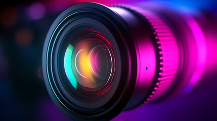 Close-up of camera lens capturing details