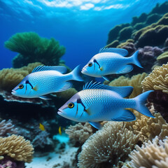 Fototapeta na wymiar Fish at the bottom of the ocean. undersea world