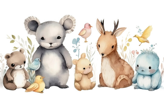 room watercolor infant animals Illustration baby