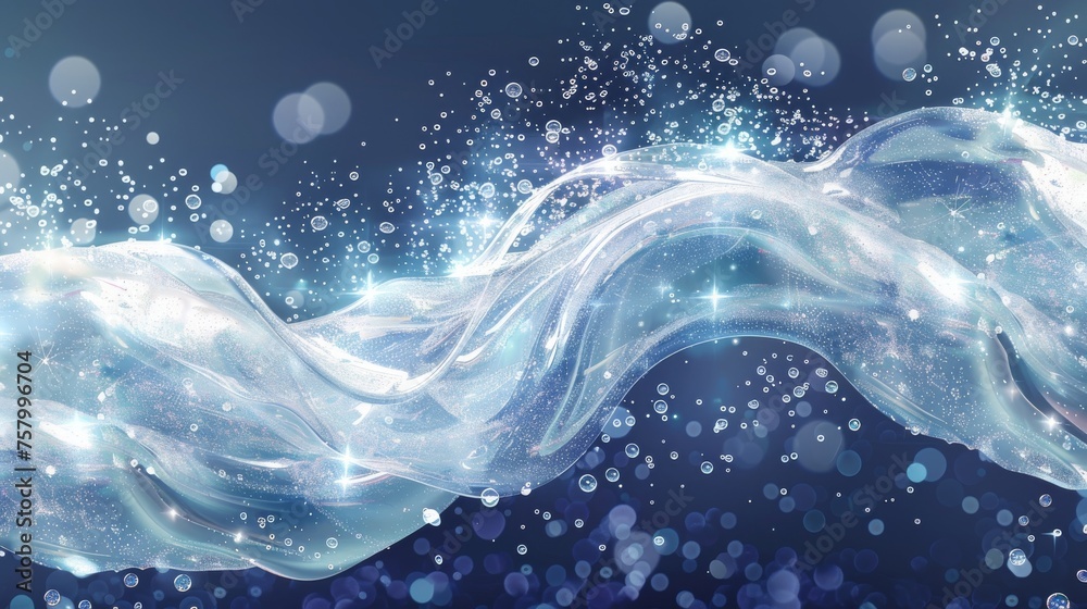 Poster light effect with bubbles and sparkles shining in the background. isolated transparent abstract foam