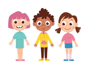 Obraz premium Girls characters. International children. Vector flat cartoon illustration