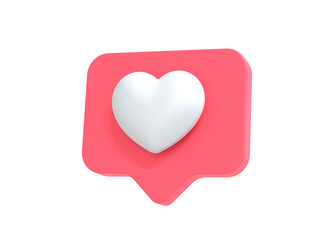 Love symbol for social media or web icon 3d render illustration