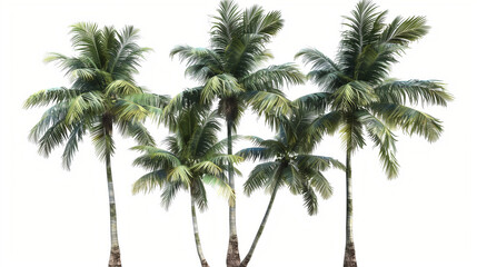 Fototapeta na wymiar A group of coconut trees, white background, isolated image, ultradetailed, photorealistic, high resolution photography