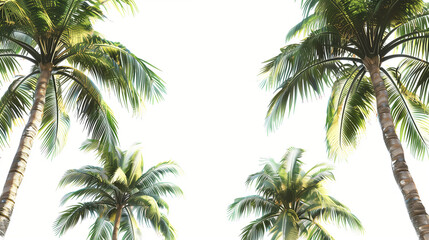 Palm trees on white background, 3d rendering, closeup, high resolution photography, realism...