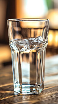Crisp, clear water shimmers in a glass, representing purity and refreshment.