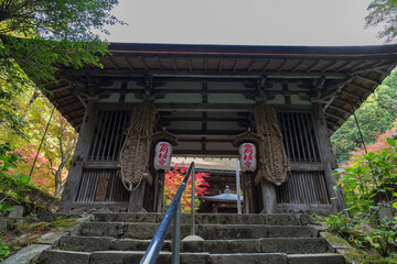 日本　滋賀県愛知郡愛荘町にある湖東三山の一つ、金剛輪寺の二天門 - obrazy, fototapety, plakaty
