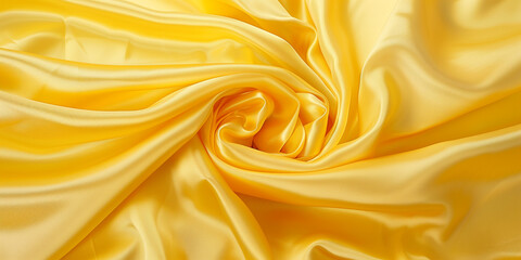 yellow colored satin texture background, top view