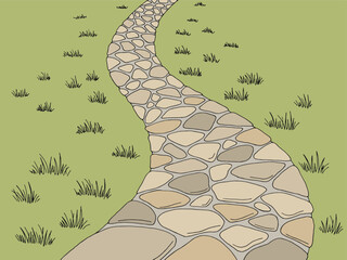 Park road landscape graphic color sketch illustration vector - 757999106
