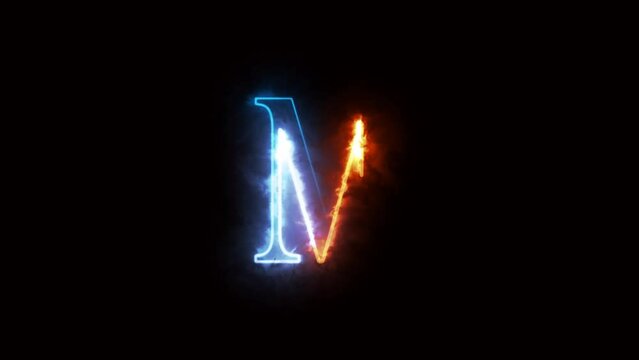 Neon letter M with alpha channel, neon alphabet and letters, neon light, illumination