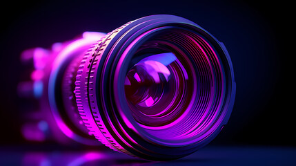 Camera lens with purple backlight