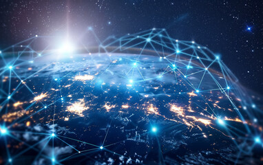 Fototapeta premium Global business internet network connection iot internet of things business intelligence concept