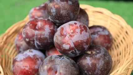 Sweet black grapes, natural fruit