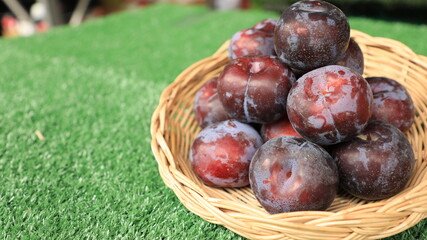 Sweet black grapes, natural fruit
