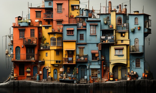 An image of a colored house and life in it.