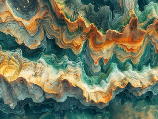 Capturing the earths tapestry from above where hyperreal details meet the harmonious blend of digital and analog techniques