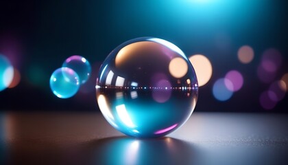 Glass sphere in technological colorful background, AI generated