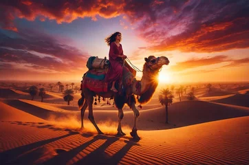 Foto op Plexiglas camels in the desert © Peshawar