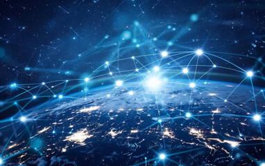 Fototapeta premium Global business internet network connection iot internet of things business intelligence concept