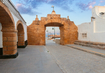 Fort Saint Sebastian and the bridge to it at dawn. - 758003306