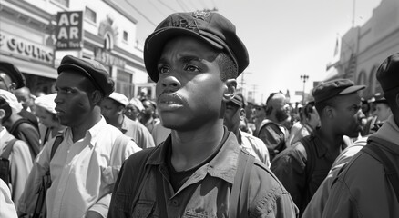 African American worker at the protest
