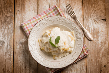 italian ravioli with cheese fresh cream and sage - 758003583