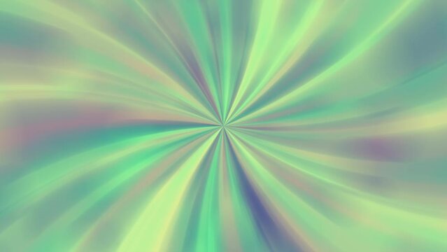 Rainbow multicolored gradient background with sunburst motion of smooth rays in glowing yellow, light green, orange, blue, lavender colors. Satisfying animation of rotating radial beams
